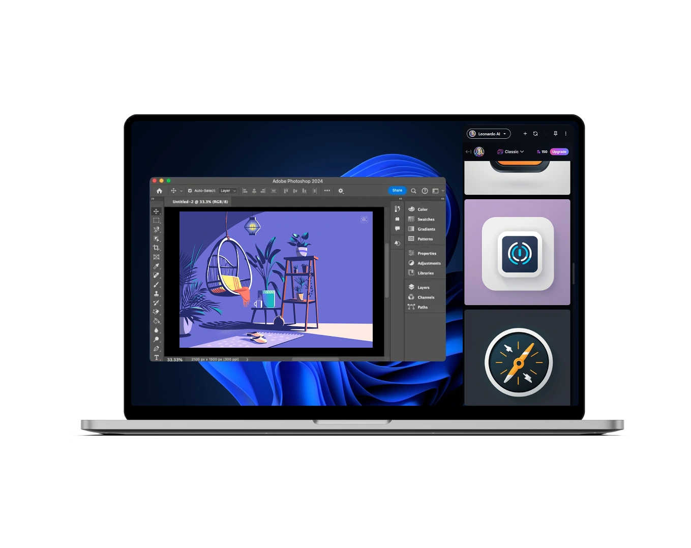 Laptop with Sidebar Photoshop Image Windows